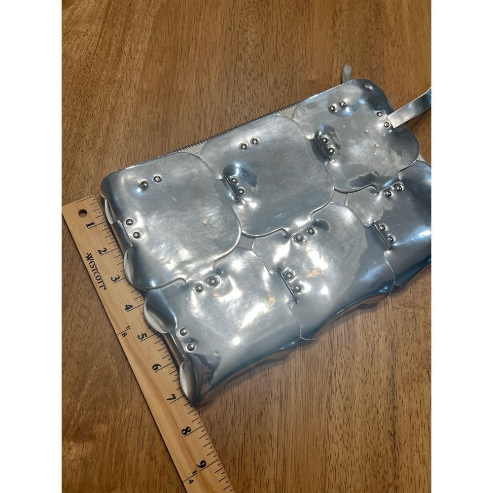 Paco Rabanne Mirrored Silver element Dragonne Wristlet bag pouch clutch - Picture 3 of 15